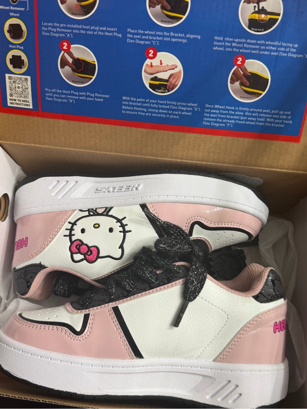 Hello Kitty Pink White and Black Kids Lace-Up Sneakers